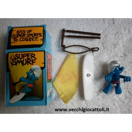 4.0215 40215 Schleich Peyo Super Smurf Puffo con windsurf 1980